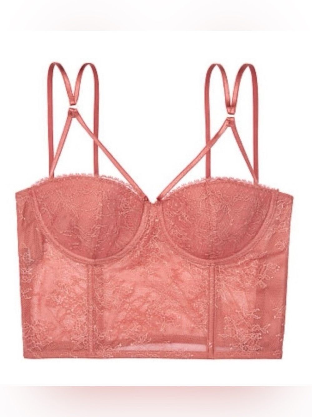 Victoria’s Secret Very Sexy Lace Bustier Corset 34B Dusty Rose 39342